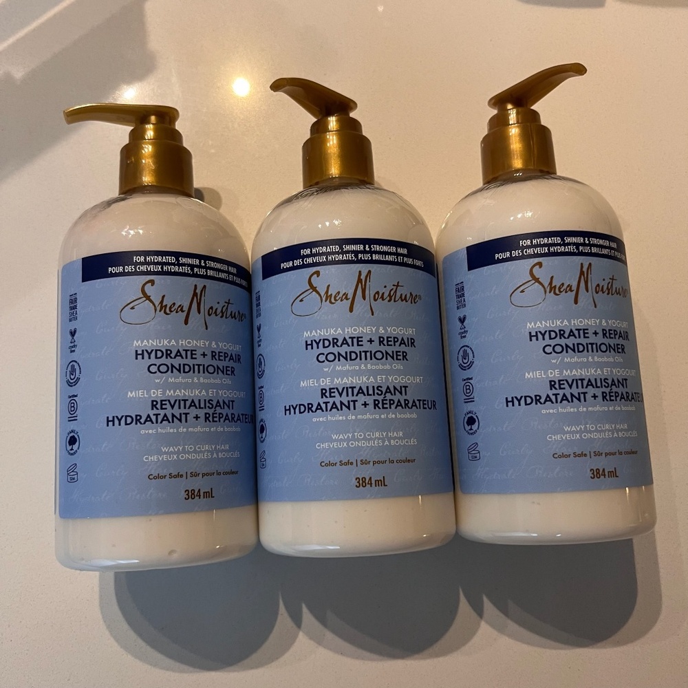 NEW x3 Shea Moisture Manuka Honey & Yogurt Hydrate & Repair Conditioner 384ml